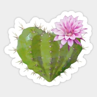 Cactus heart watercolor pink flower Sticker